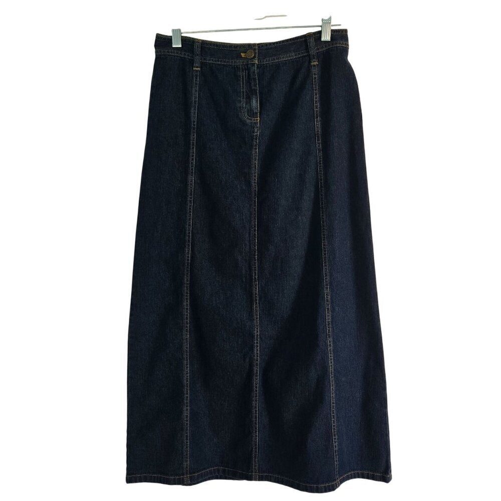 Vintage Casual Corner 100% Cotton Denim Midi Skirt Seam Detail Size 2
